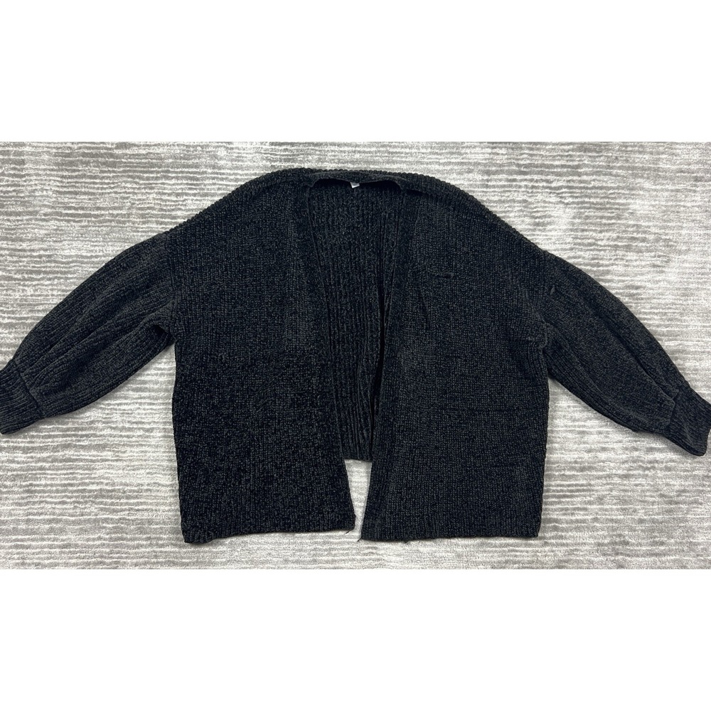 Time and Tru‎ Sweater Womens Large Black Longsleeve Open Front Polyester